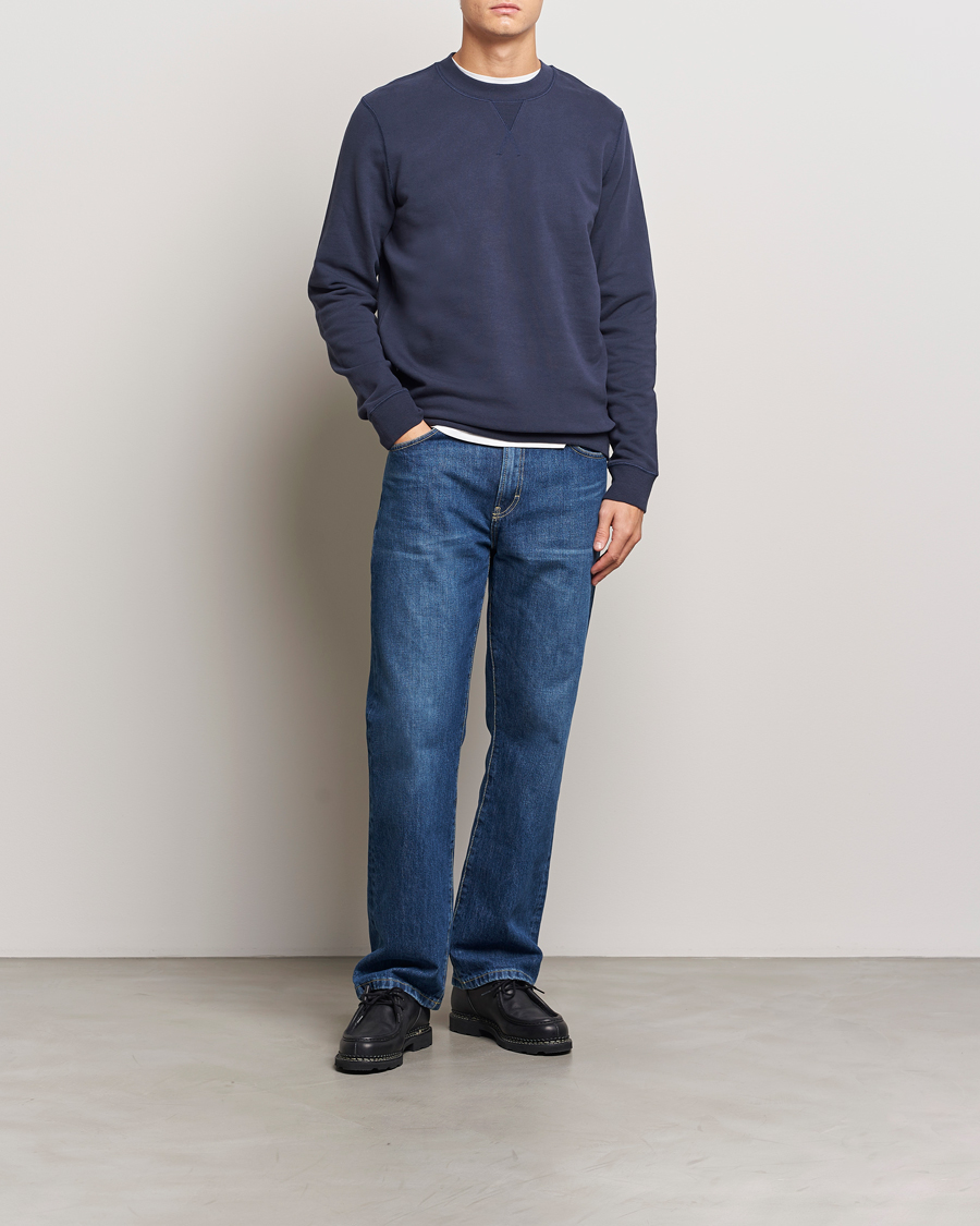 Uomini | Maglieria | Sunspel | Loopback Sweatshirt Navy