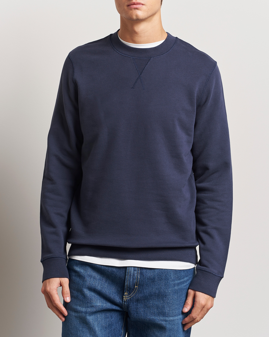 Uomini | Maglieria | Sunspel | Loopback Sweatshirt Navy