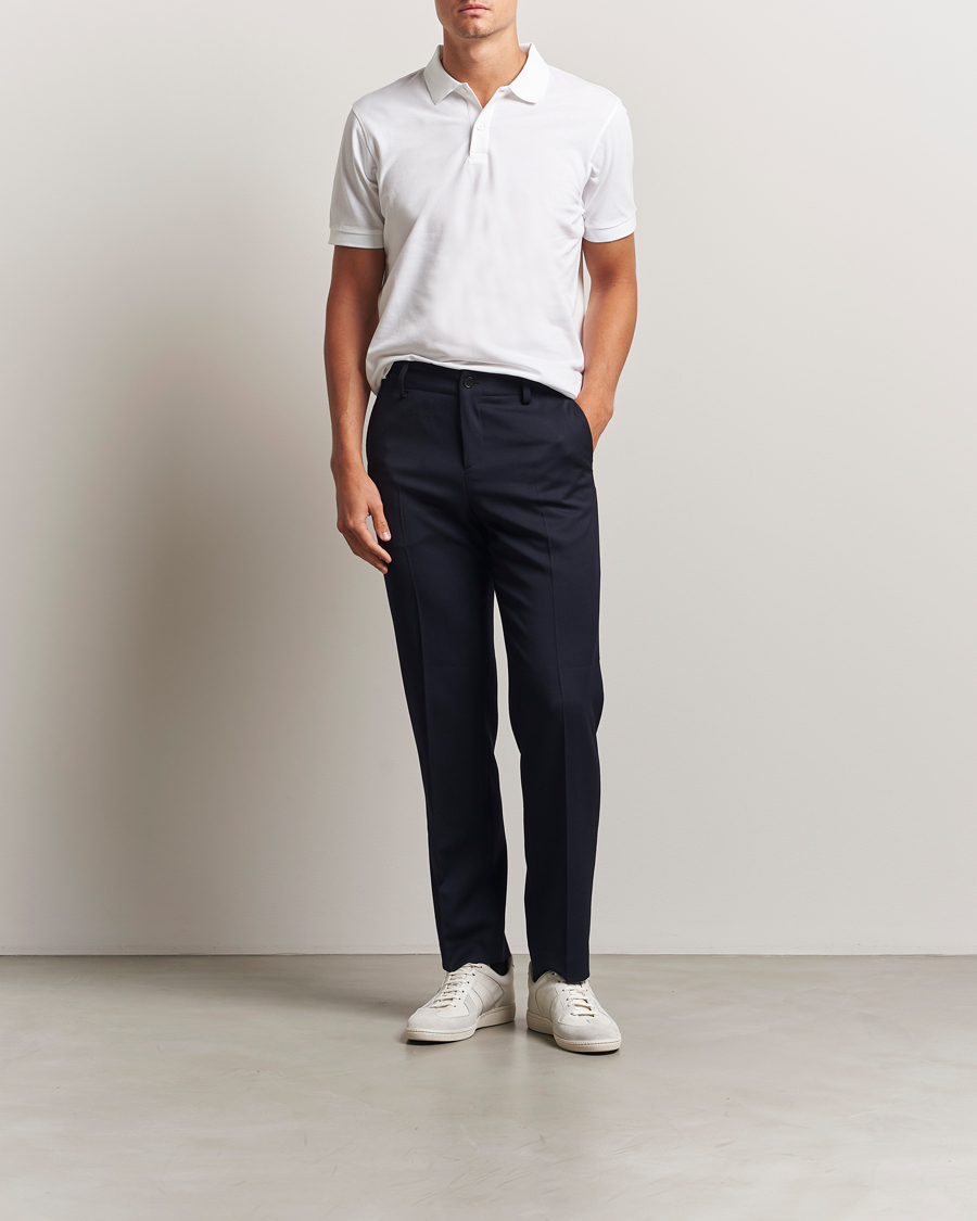 Uomini | Polo | Sunspel | Short Sleeve Pique Polo White