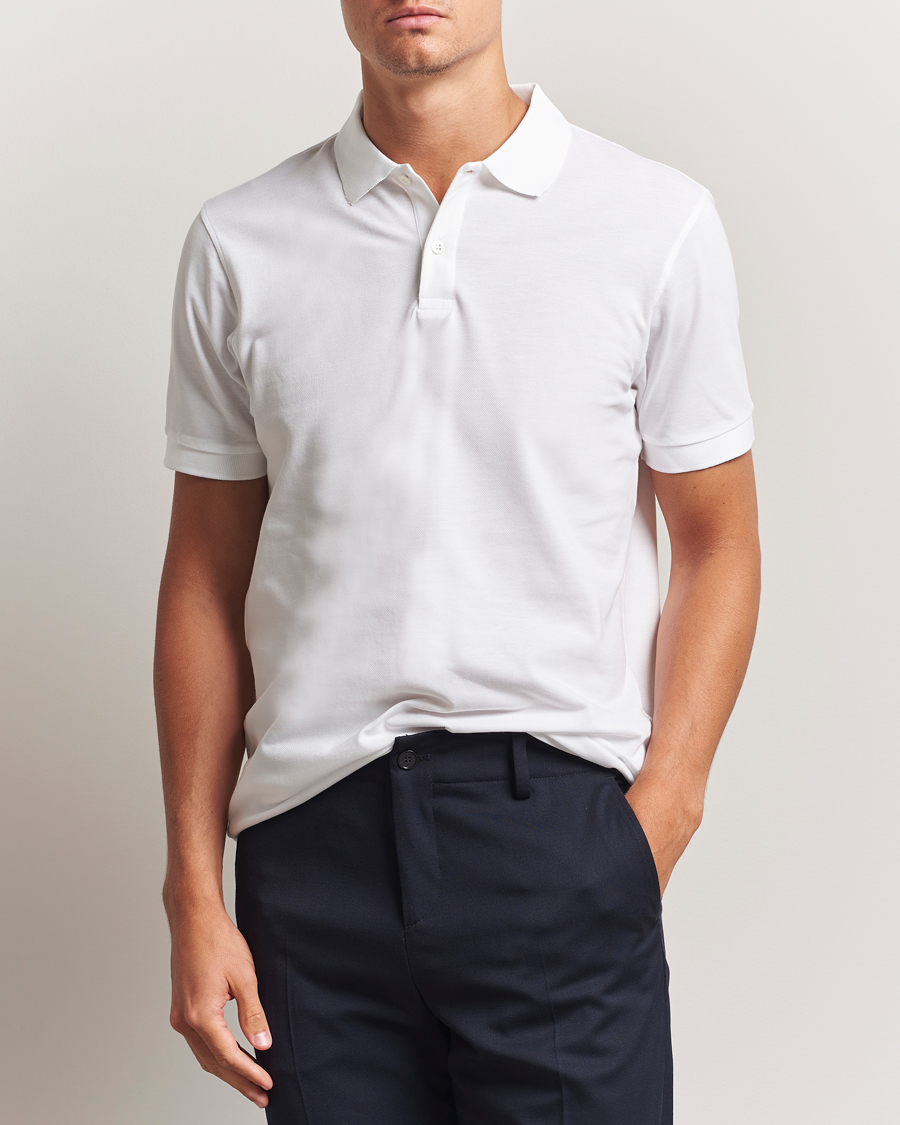Uomini | Polo | Sunspel | Short Sleeve Pique Polo White