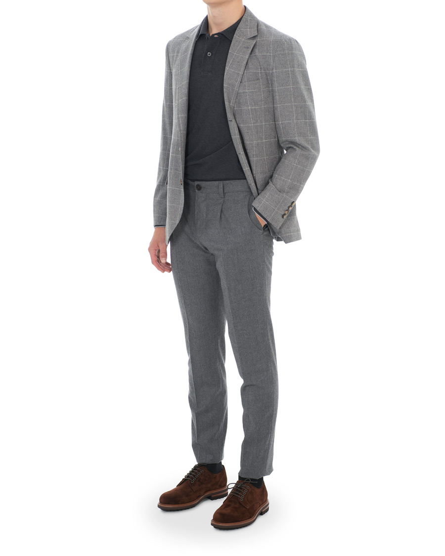 Uomini | Blazers | Brunello Cucinelli | Windowpane Check Blazer Light Grey
