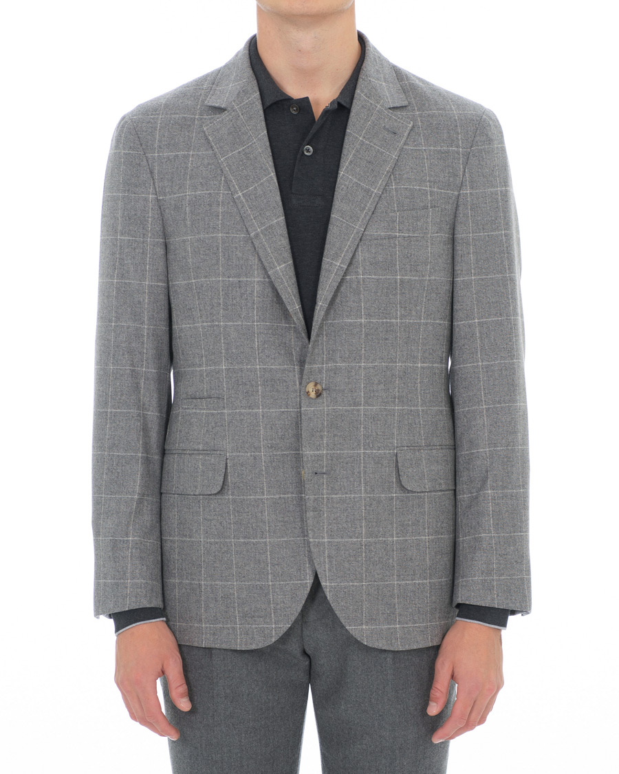Uomini | Blazers | Brunello Cucinelli | Windowpane Check Blazer Light Grey