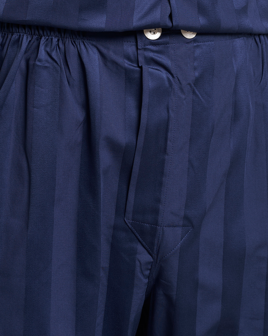 Uomini | Accappatoi & Pigiami | Derek Rose | Striped Cotton Satin Pyjama Set Navy