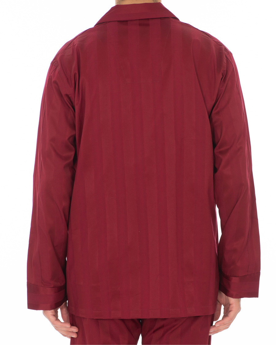 Uomini | Accappatoi & Pigiami | Derek Rose | Cotton Satin Striped Pyjama Set Wine Red