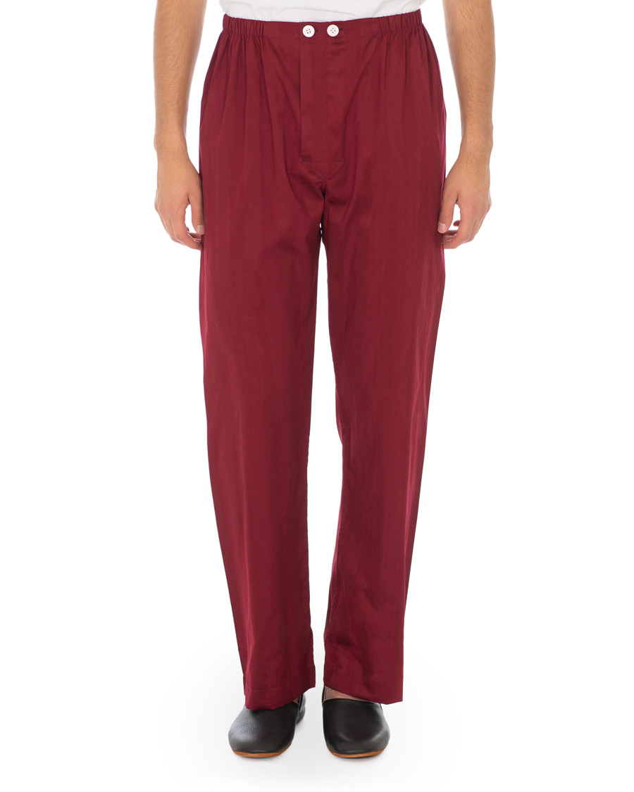 Uomini | Accappatoi & Pigiami | Derek Rose | Cotton Satin Striped Pyjama Set Wine Red
