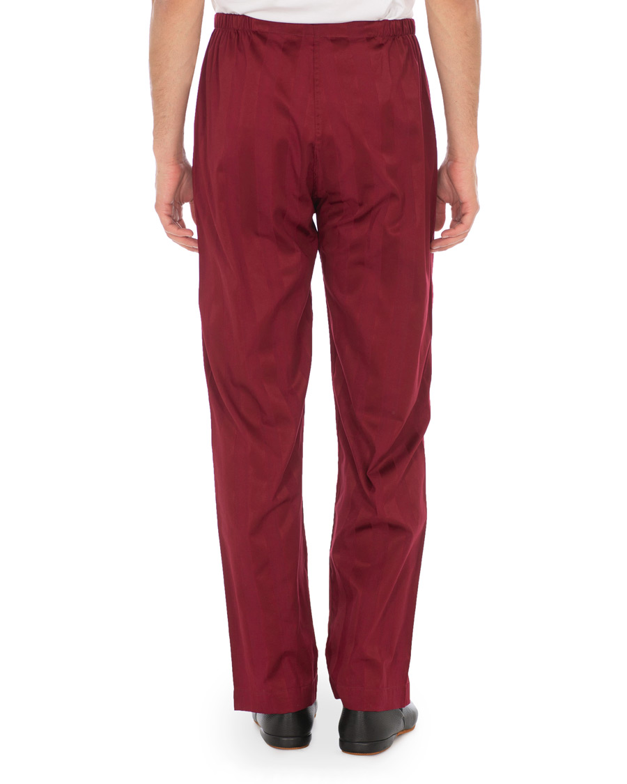 Uomini | Accappatoi & Pigiami | Derek Rose | Cotton Satin Striped Pyjama Set Wine Red