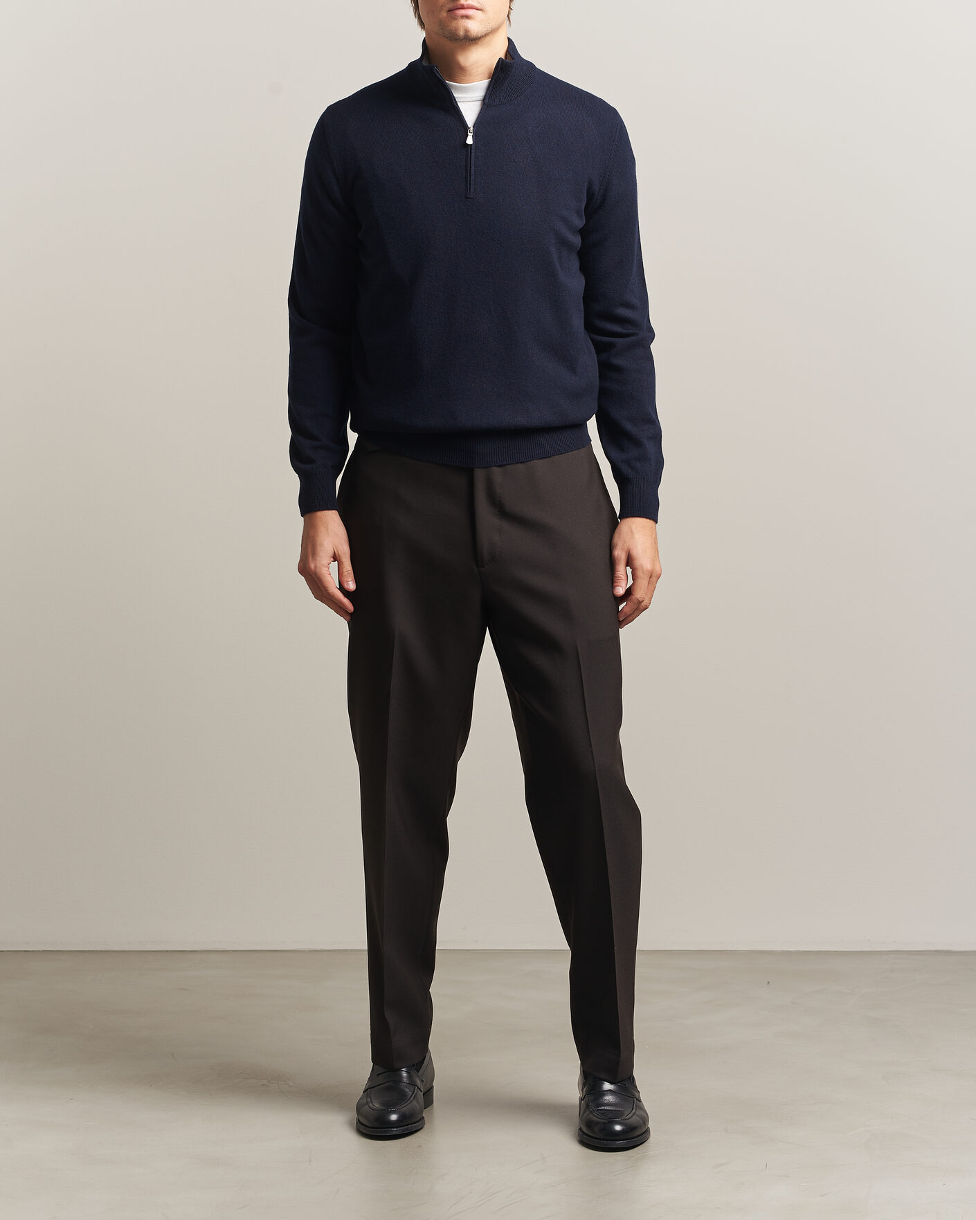 Uomini | Maglieria | Gran Sasso | Wool/Cashmere Half Zip Navy