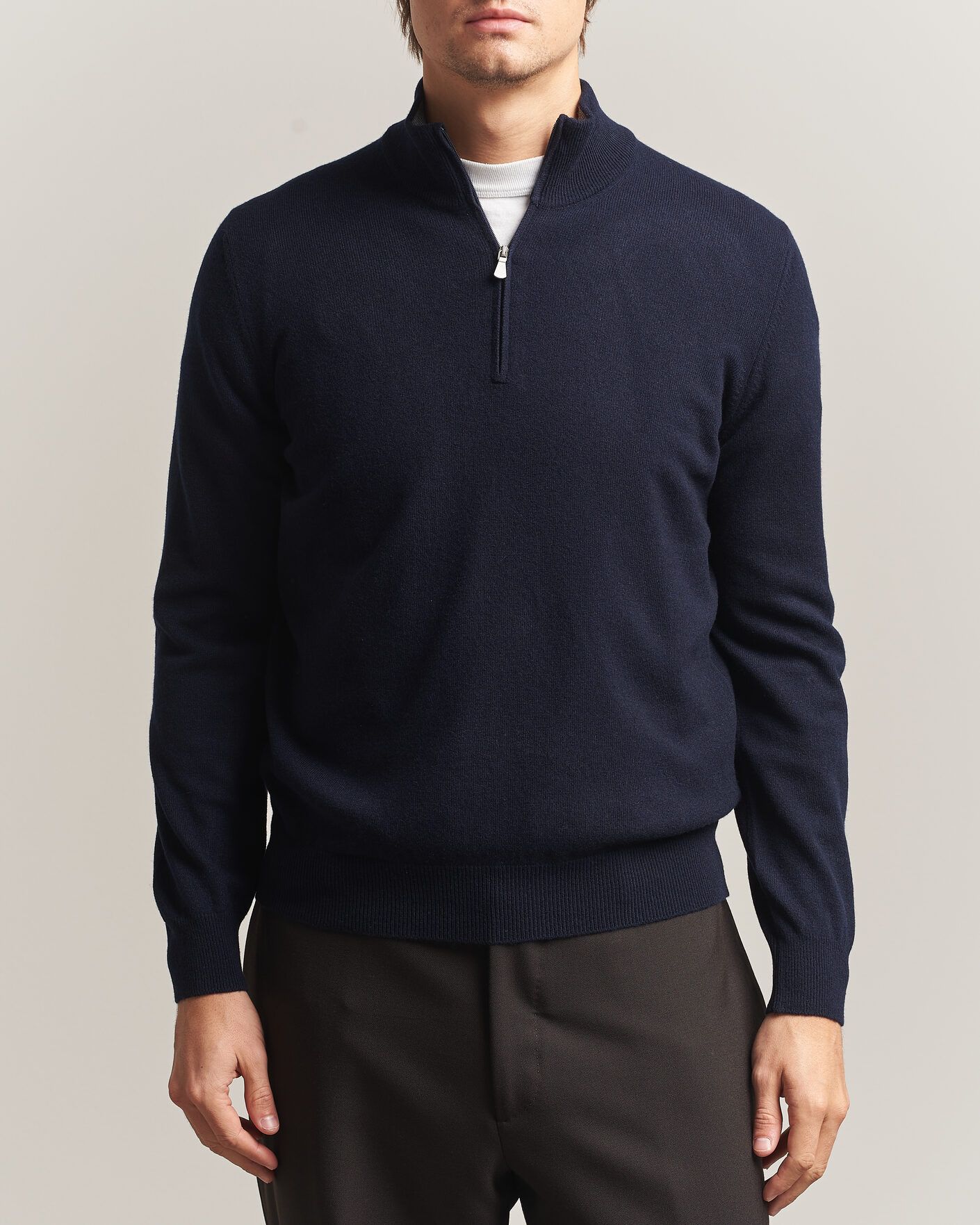 Uomini | Maglieria | Gran Sasso | Wool/Cashmere Half Zip Navy