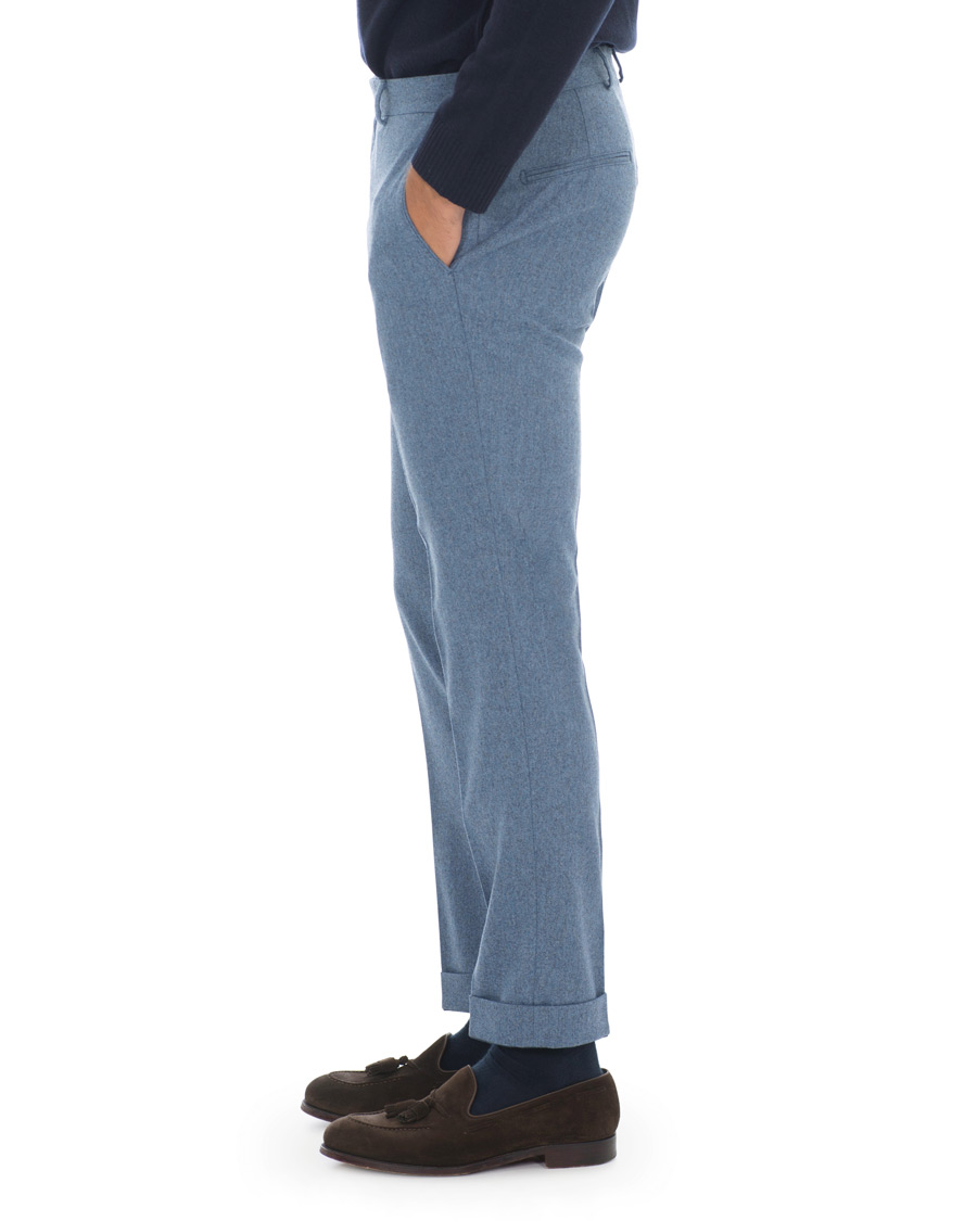 Uomini | Pantaloni | Oscar Jacobson | Dean Turn Up Flannel Trousers Light Blue