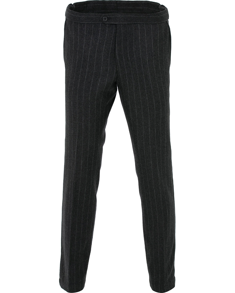 Uomini | Pantaloni | Oscar Jacobson | Nilo Chalkstripe Side Adjuster Trousers Dark Grey