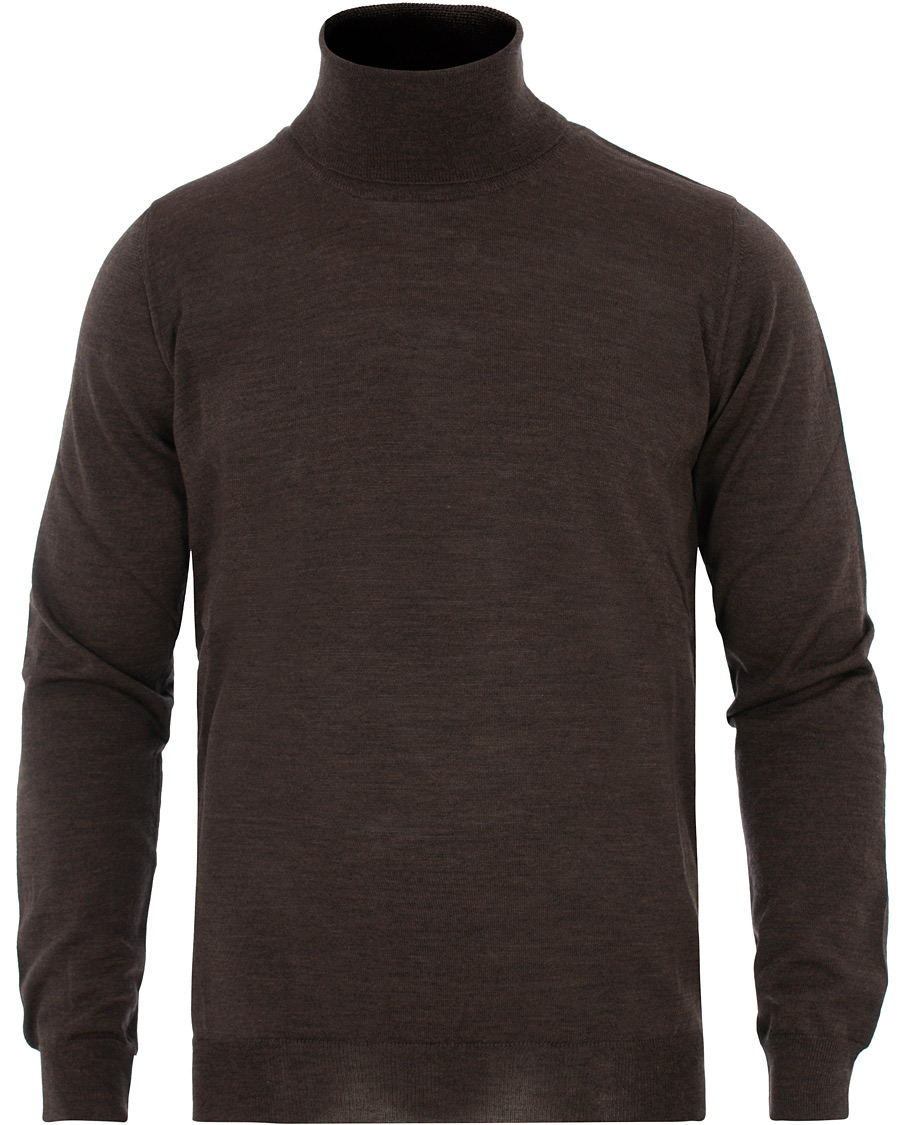 Uomini | Maglieria | Oscar Jacobson | Cole Extra Fine Merino Rollneck Brown