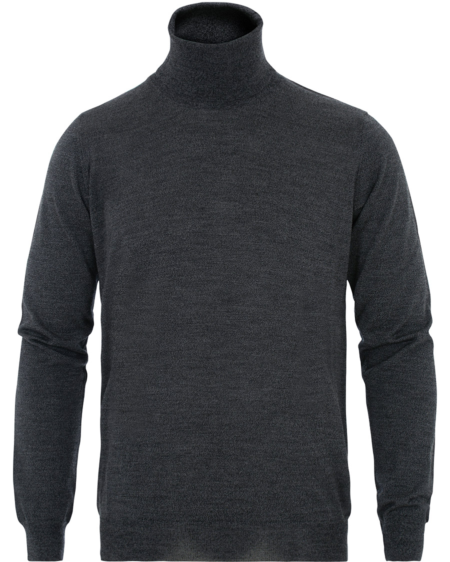 Uomini | Maglieria | Oscar Jacobson | Cole Extra Fine Merino Rollneck Dark Grey