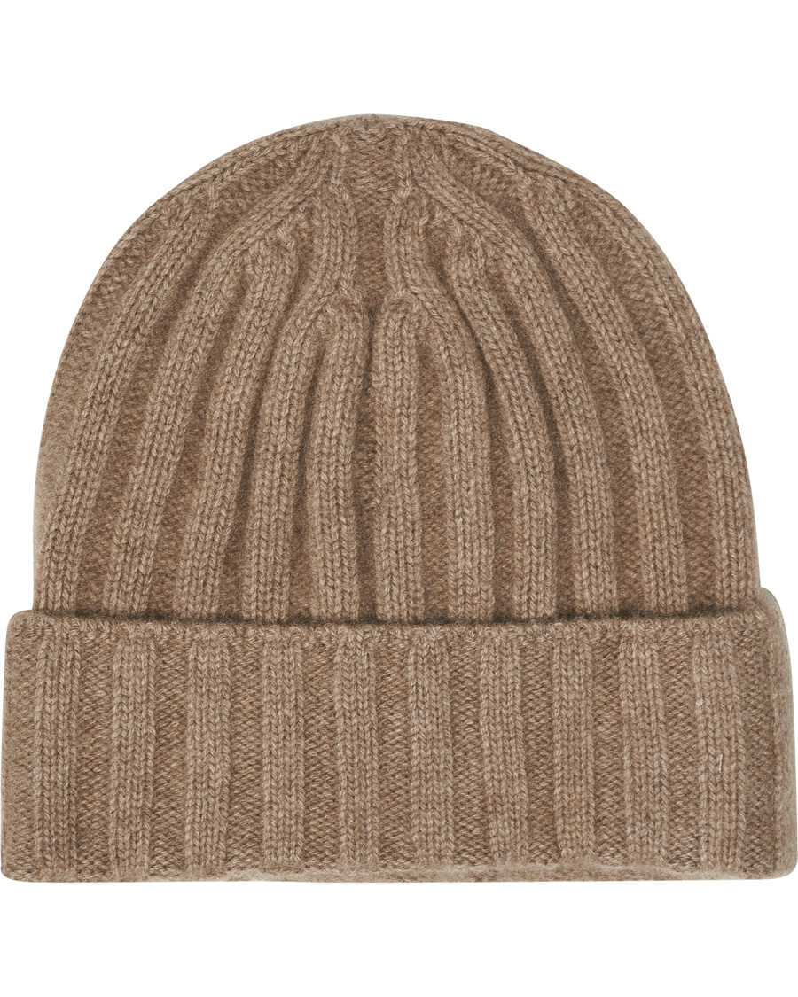 Uomini | Oscar Jacobson Cashmere Ribbed Beanie Beige | Oscar Jacobson | Cashmere Ribbed Beanie Beige