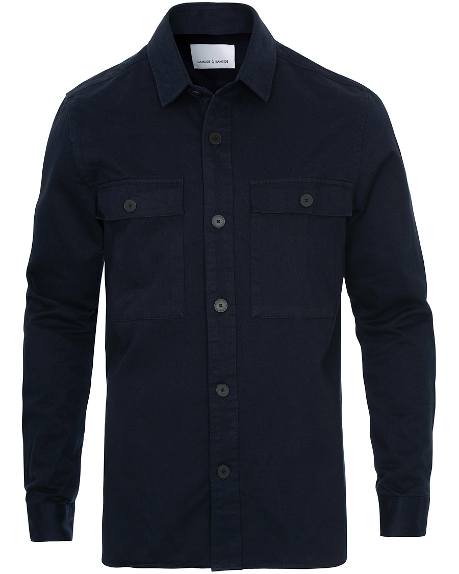 Uomini | Camicie | Samsøe Samsøe | Samsøe & Samsøe Waltones Cotton Overshirt Night Sky
