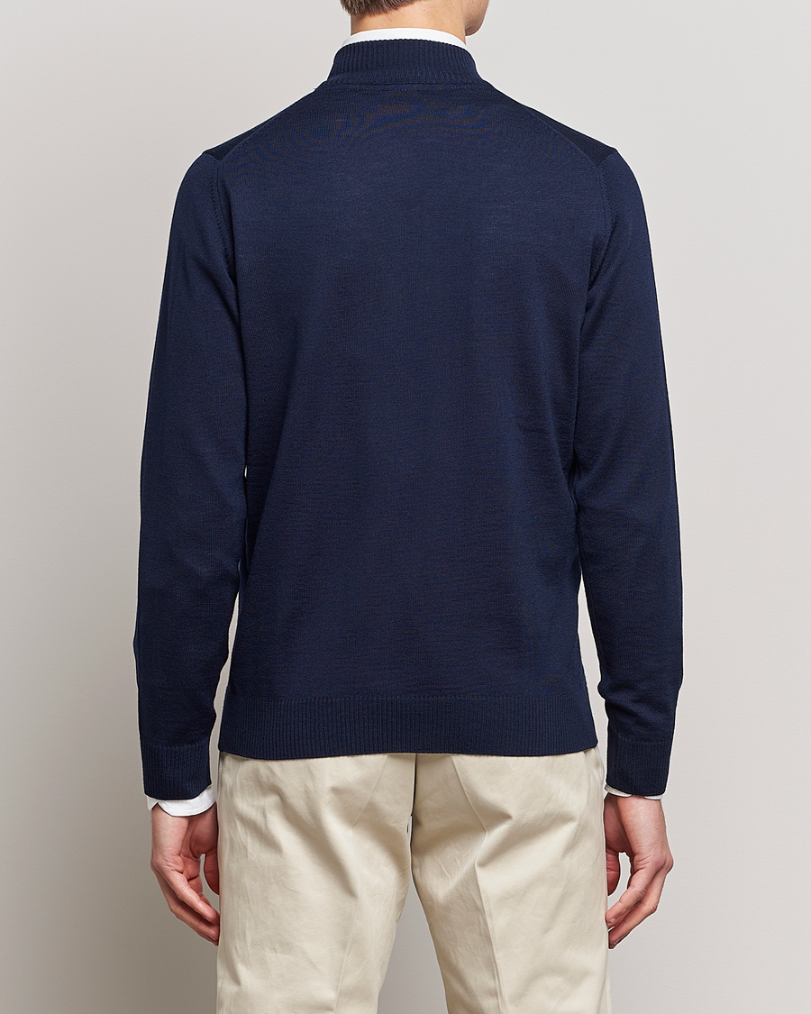 Uomini | Maglieria | Stenströms | Merino Full Zip Navy