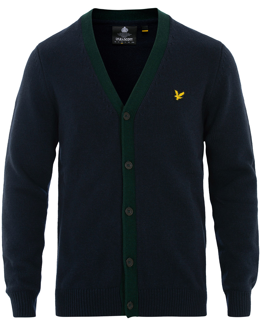 Uomini | Maglieria | Lyle & Scott | Contrast Placket Cardigan Dark Navy