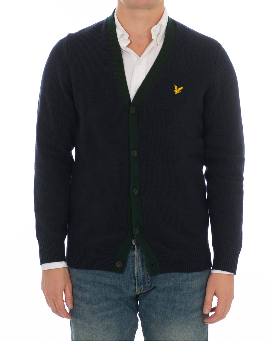Uomini | Maglieria | Lyle & Scott | Contrast Placket Cardigan Dark Navy