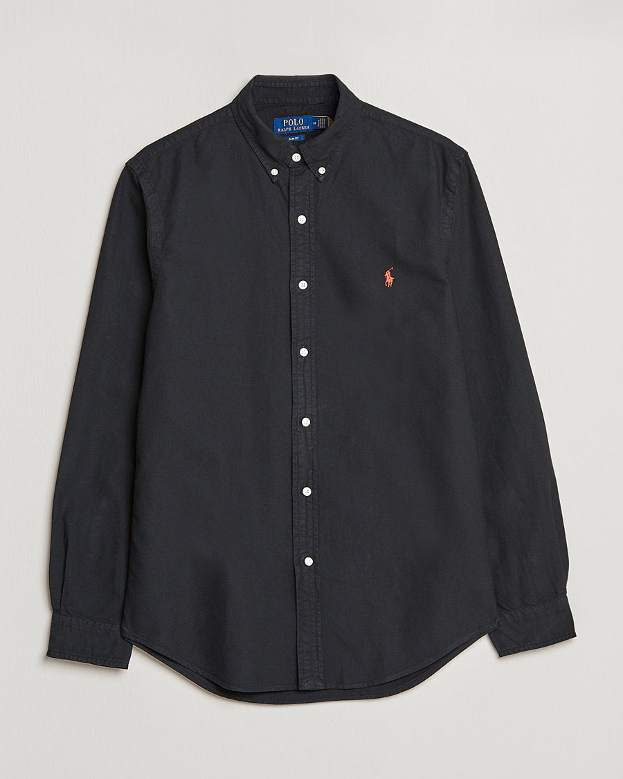 Uomini | Camicie | Polo Ralph Lauren | Slim Fit Garment Dyed Oxford Shirt Polo Black