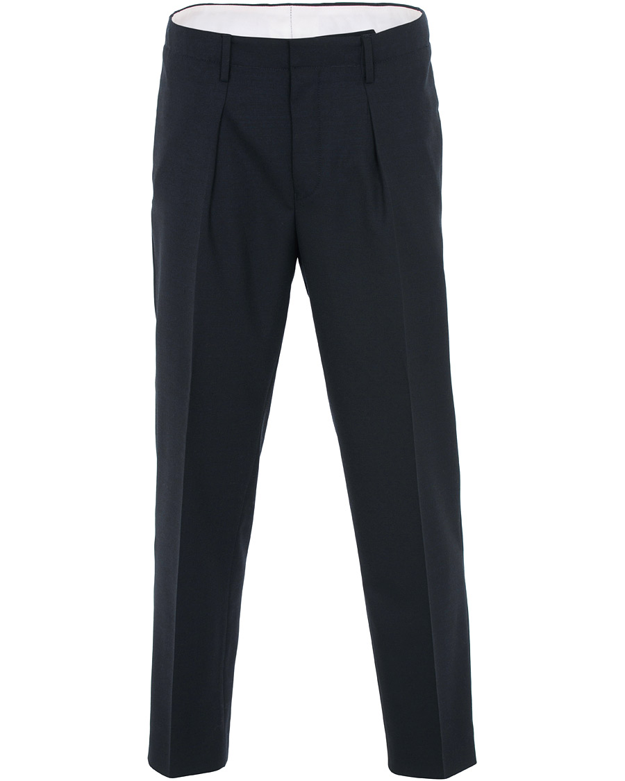 Uomini | Pantaloni | Tiger of Sweden | Tarine Cropt Pleated Trousers Navy