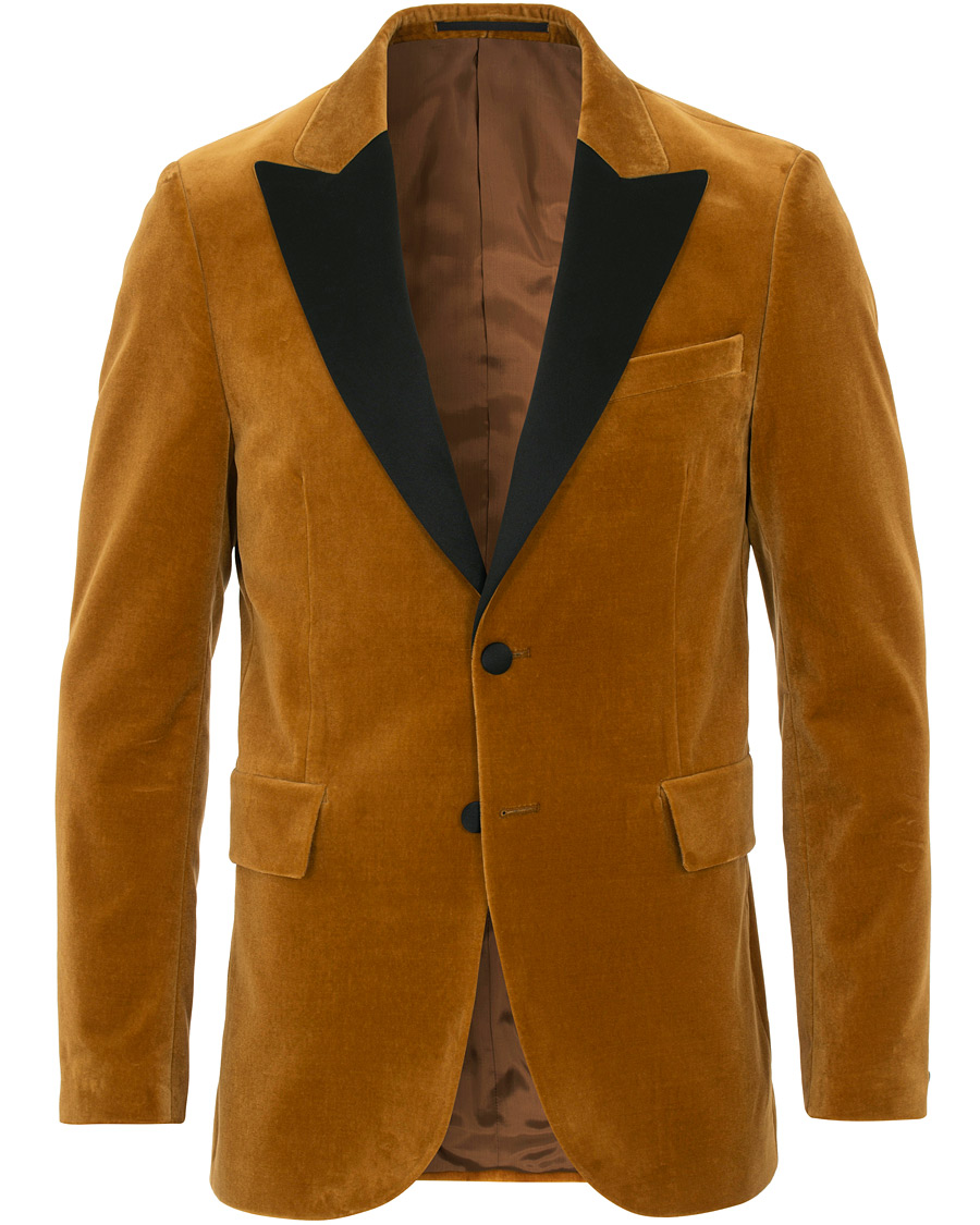 Uomini | Blazers | Tiger of Sweden | 1903 Velvet Tuxedo Blazer Mustard