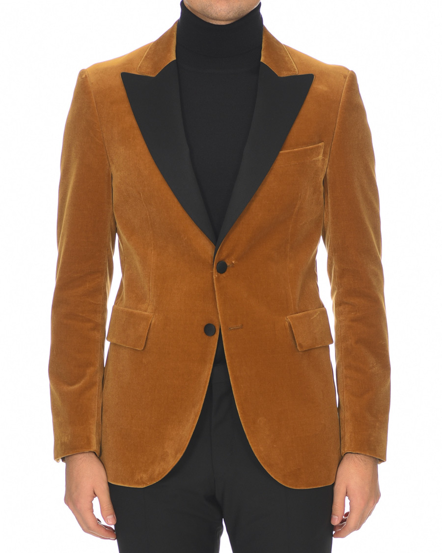 Uomini | Blazers | Tiger of Sweden | 1903 Velvet Tuxedo Blazer Mustard