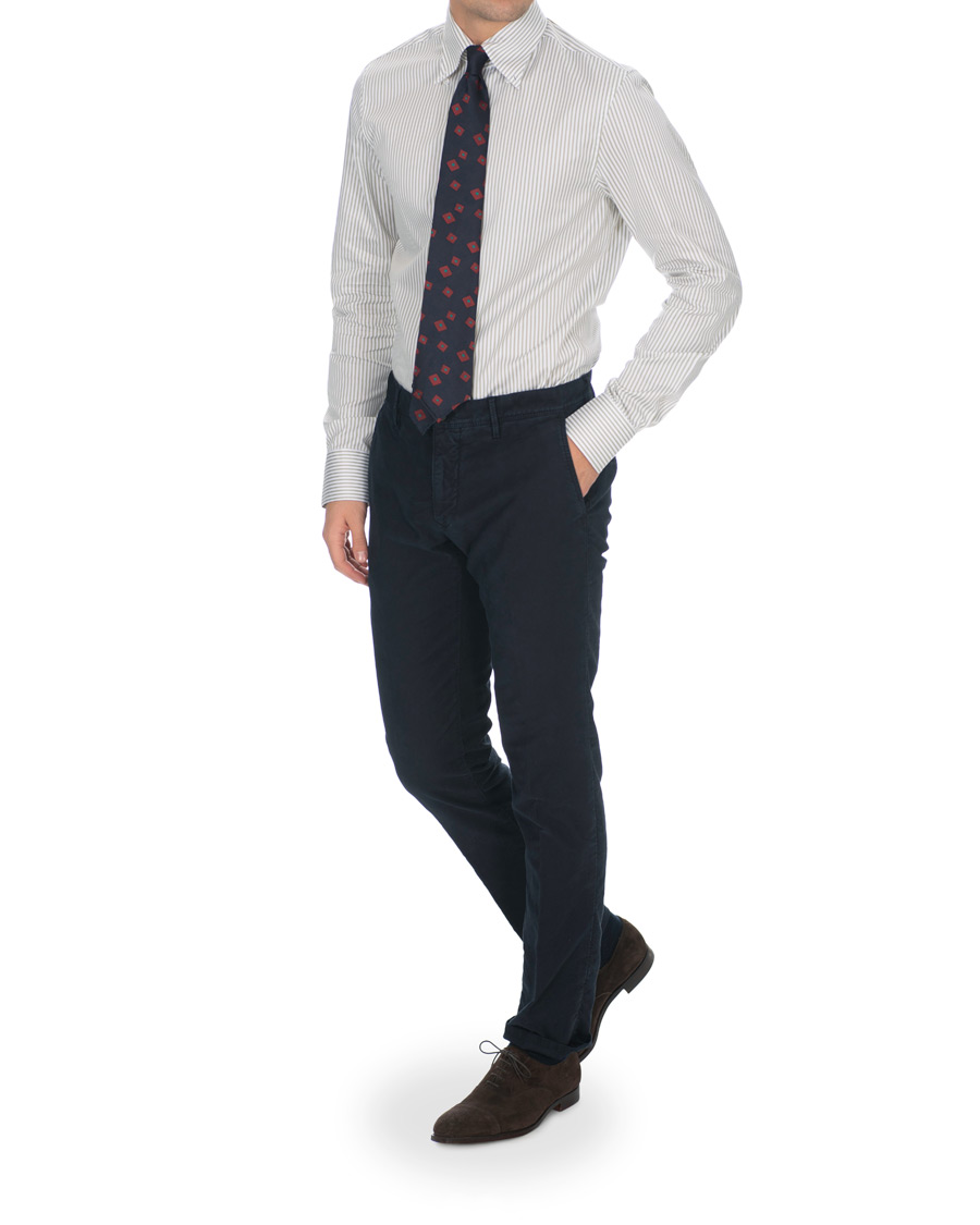 Uomini | Camicie | Stenströms | Slimline Striped Twill Button Down Shirt Green