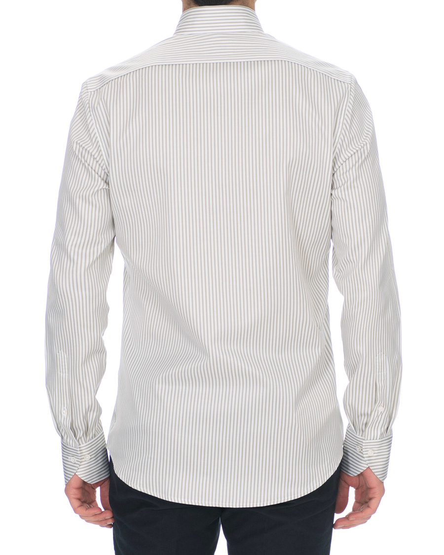 Uomini | Camicie | Stenströms | Slimline Striped Twill Button Down Shirt Green