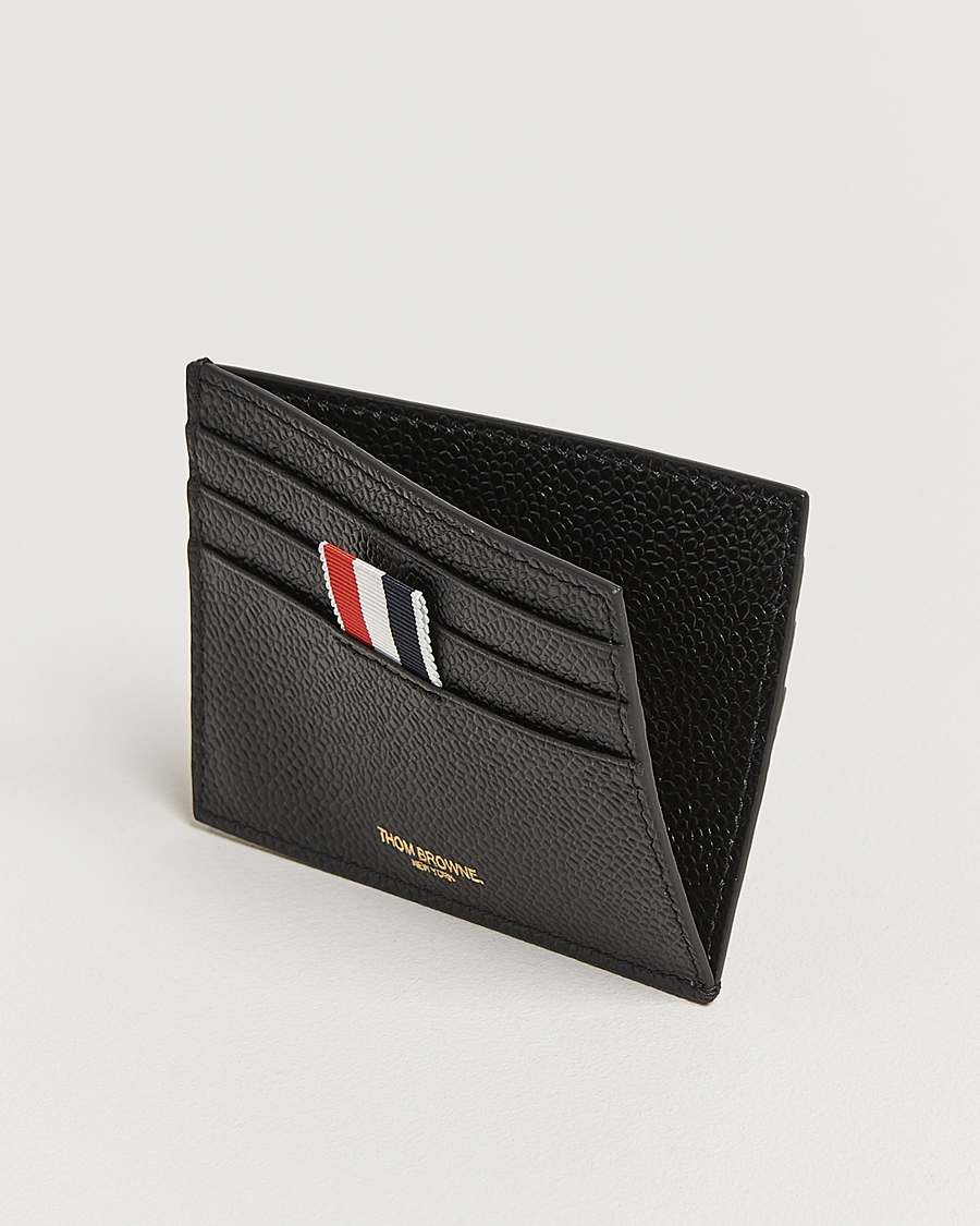 Uomini | Thom Browne Pebble Grain Single Card Holder Black | Thom Browne | Pebble Grain Single Card Holder Black