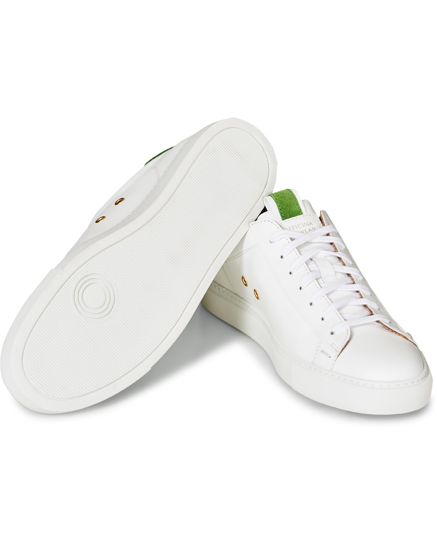 Uomini | Slowear Officina Leather Sneaker White/Green | Slowear | Officina Leather Sneaker White/Green
