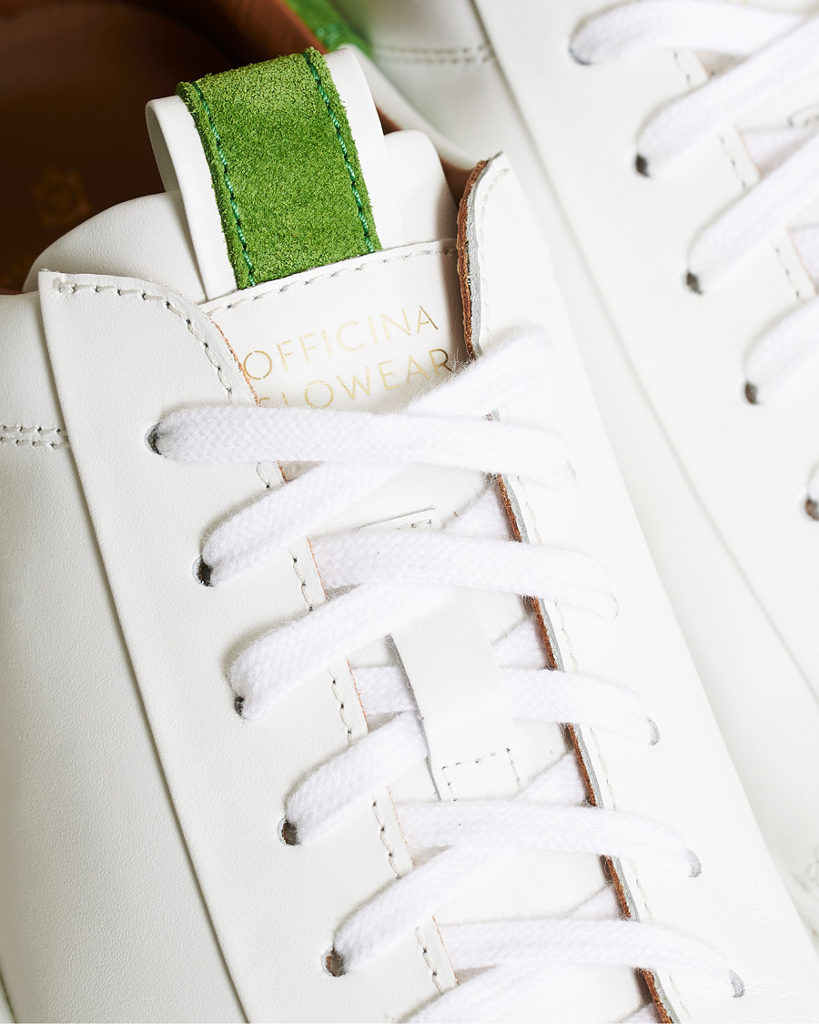 Uomini | Slowear Officina Leather Sneaker White/Green | Slowear | Officina Leather Sneaker White/Green