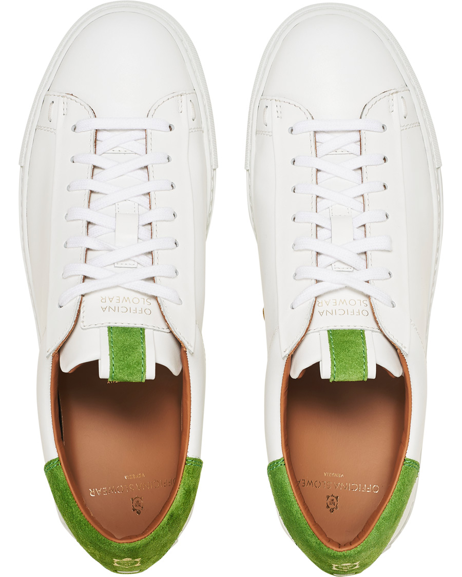 Uomini | Slowear Officina Leather Sneaker White/Green | Slowear | Officina Leather Sneaker White/Green