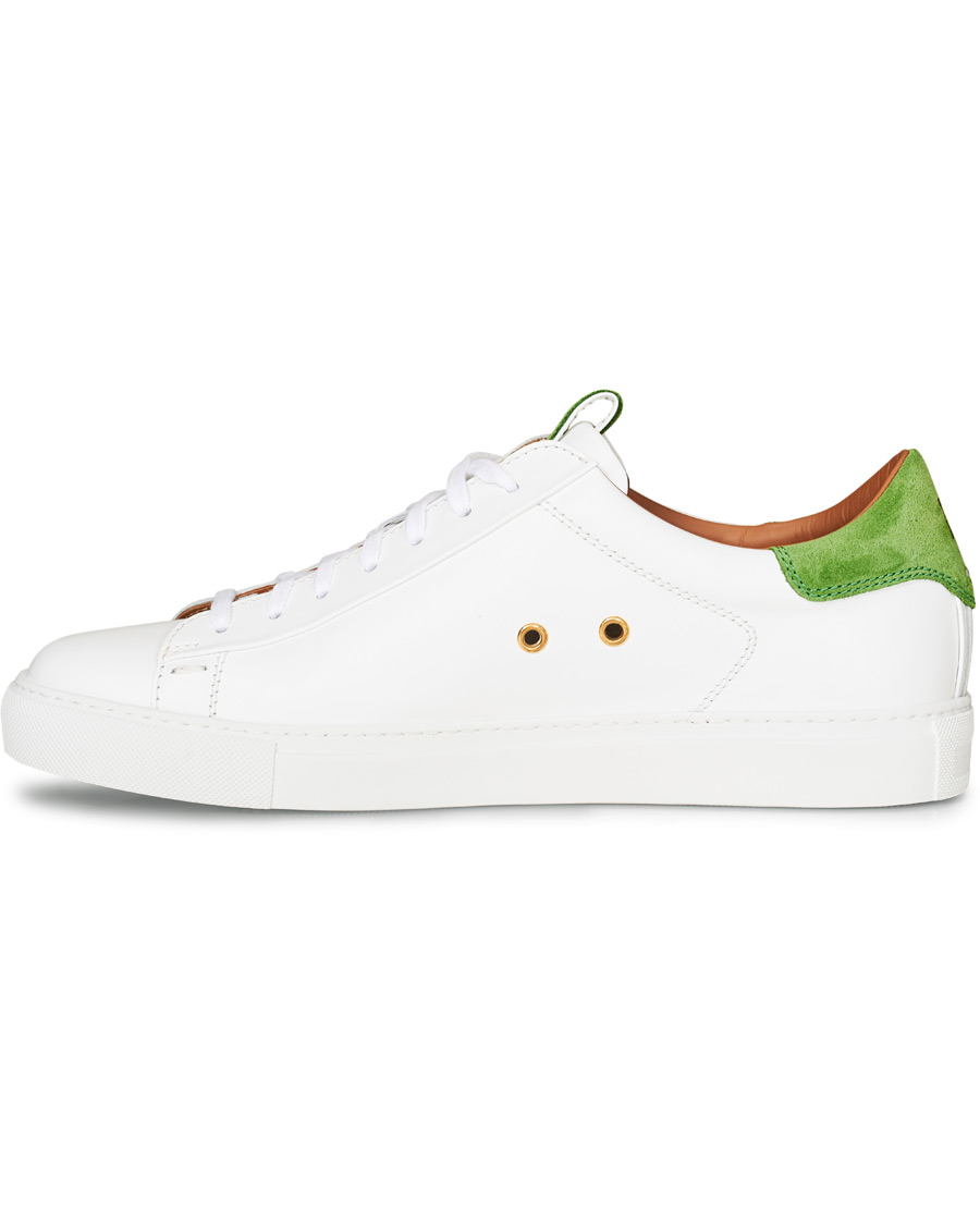 Uomini | Slowear Officina Leather Sneaker White/Green | Slowear | Officina Leather Sneaker White/Green