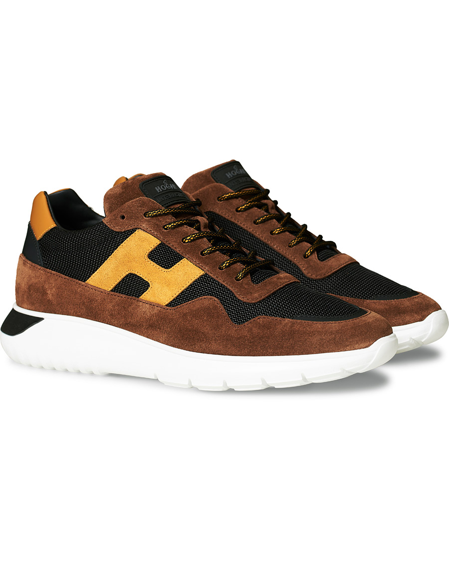Uomini | Hogan Icube Running Sneaker Brown/Rust Suede | Hogan | Icube Running Sneaker Brown/Rust Suede