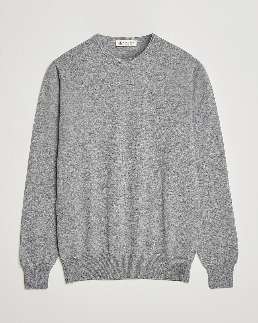 Uomini | Maglieria | Piacenza Cashmere | Cashmere Crew Neck Sweater Light Grey