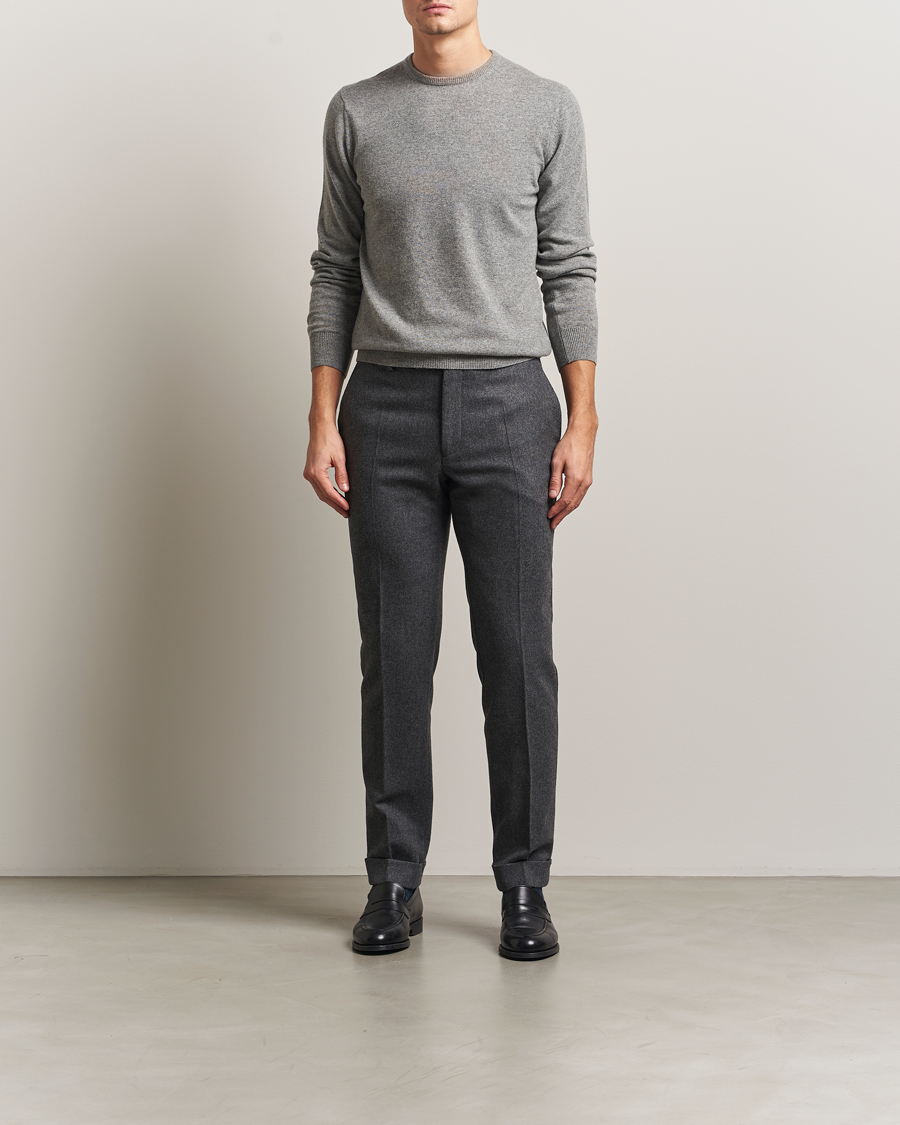 Uomini | Maglieria | Piacenza Cashmere | Cashmere Crew Neck Sweater Light Grey