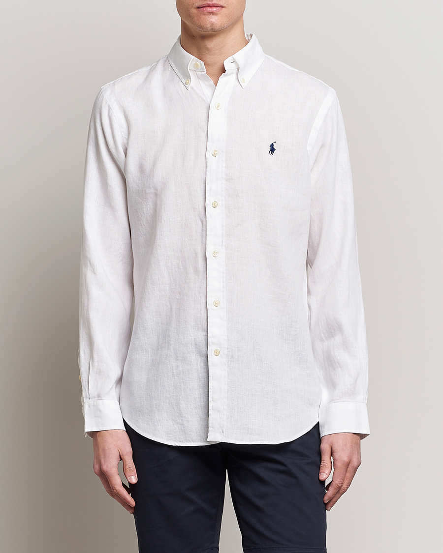 Uomini | Camicie | Polo Ralph Lauren | Custom Fit Linen Button Down White