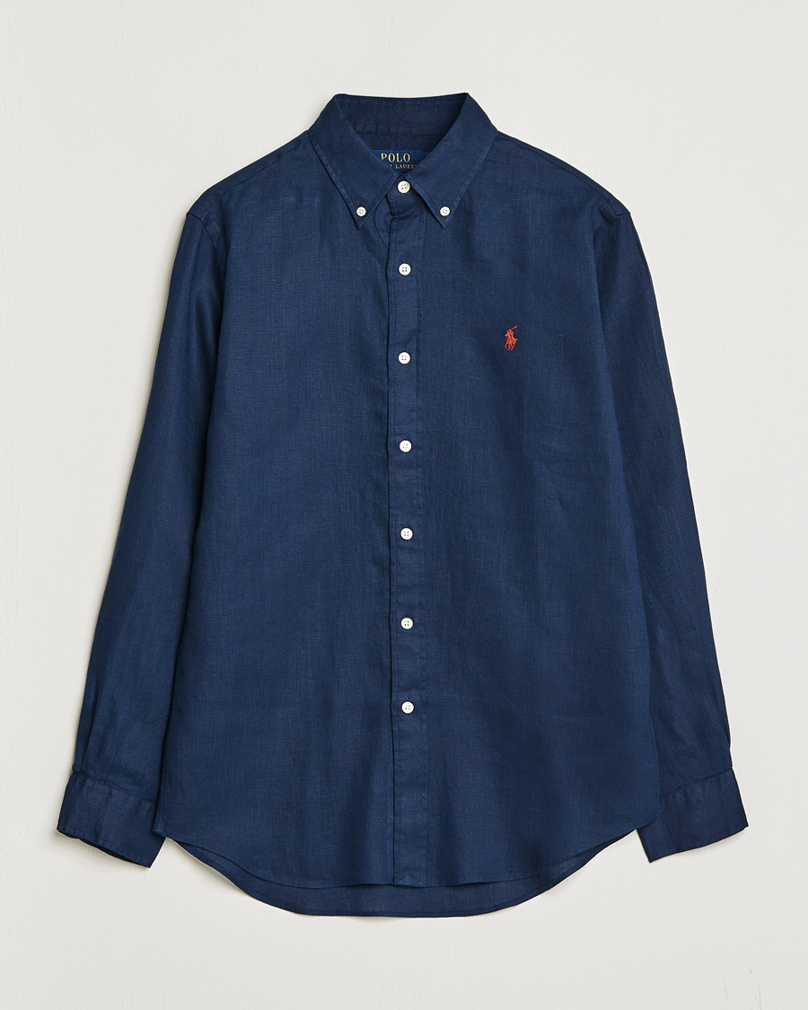 Uomini | Camicie | Polo Ralph Lauren | Custom Fit Linen Button Down Newport Navy