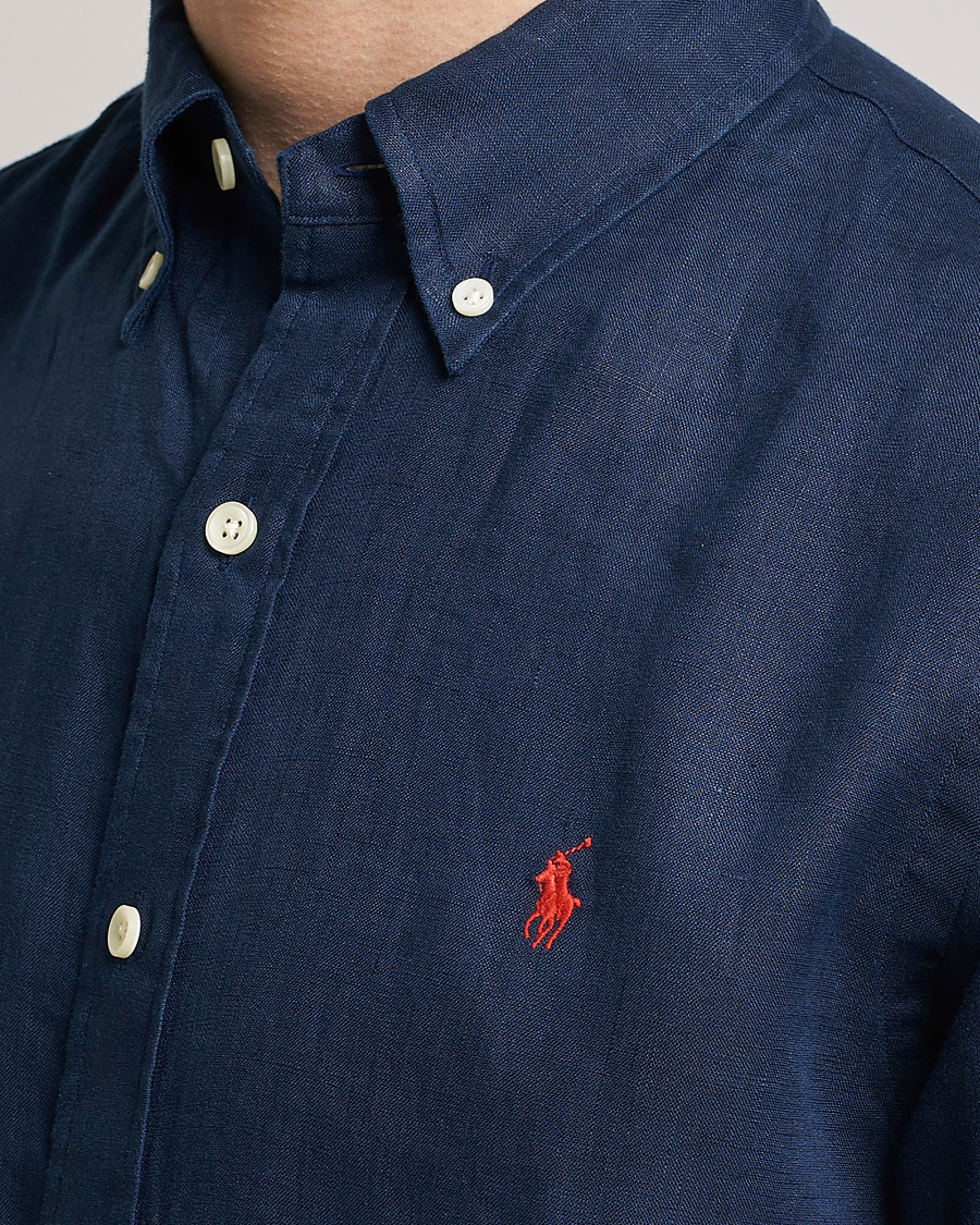 Uomini | Camicie | Polo Ralph Lauren | Custom Fit Linen Button Down Newport Navy
