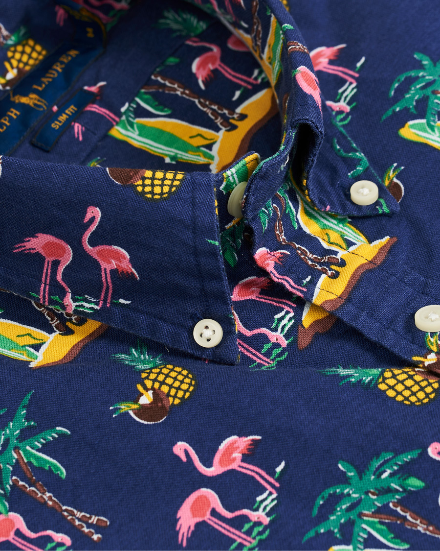 Uomini | Camicie | Polo Ralph Lauren | Slim Fit Printed Short Sleeve Shirt Coconut Flamingo