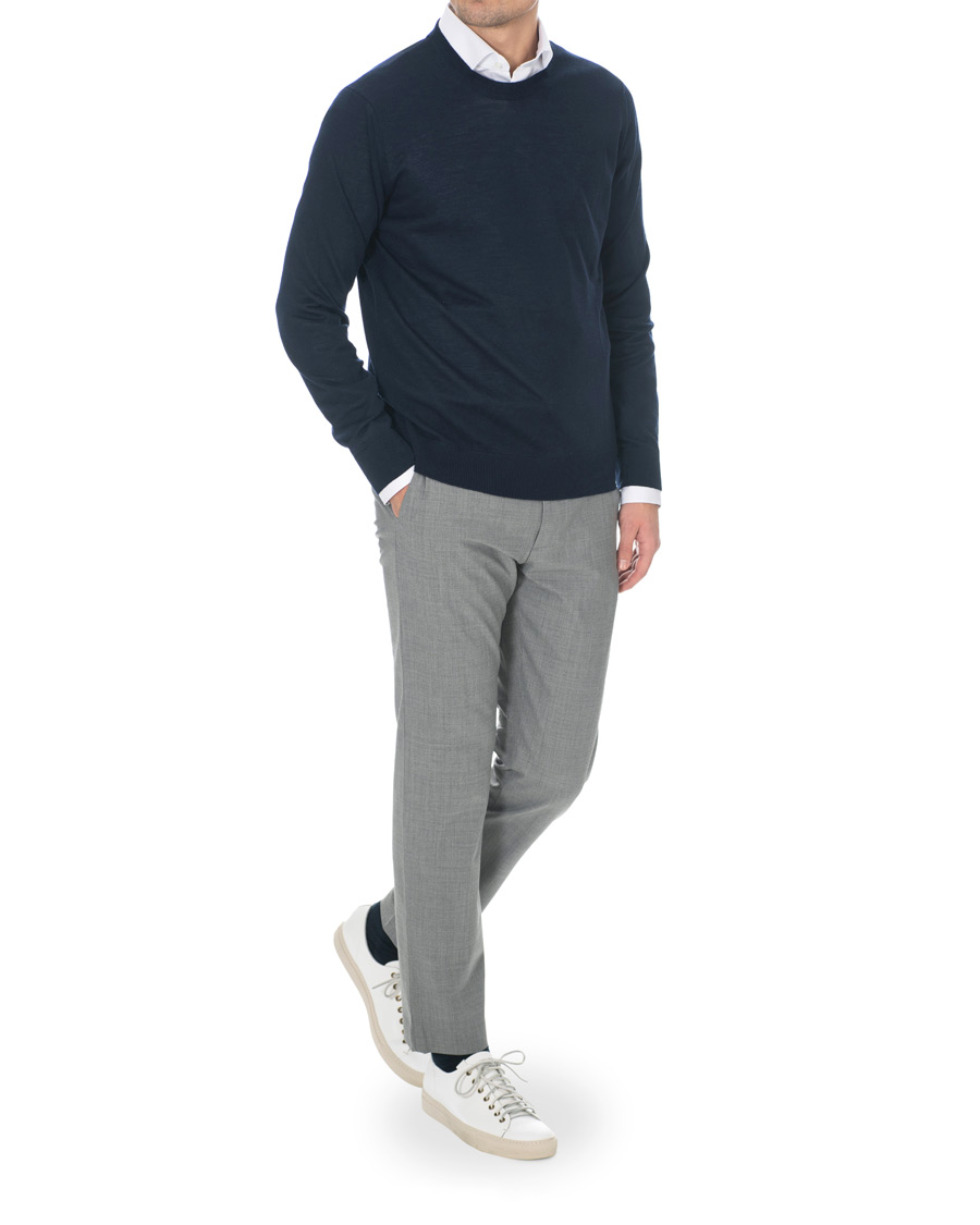 Uomini | Pantaloni | NN07 | Theo Wool Trousers Grey Melange