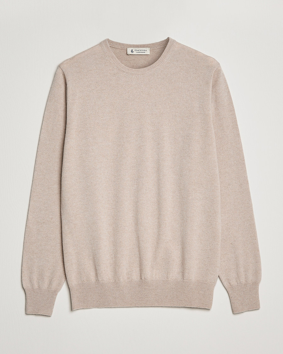 Uomini | Maglieria | Piacenza Cashmere | Cashmere Crew Neck Sweater Beige