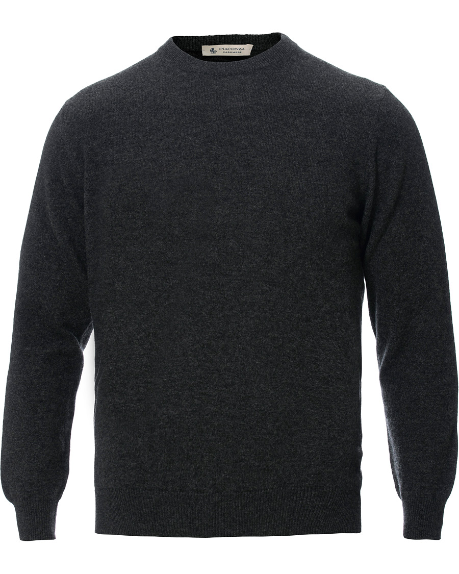 Uomini | Maglieria | Piacenza Cashmere | Cashmere Crew Neck Sweater Charcoal
