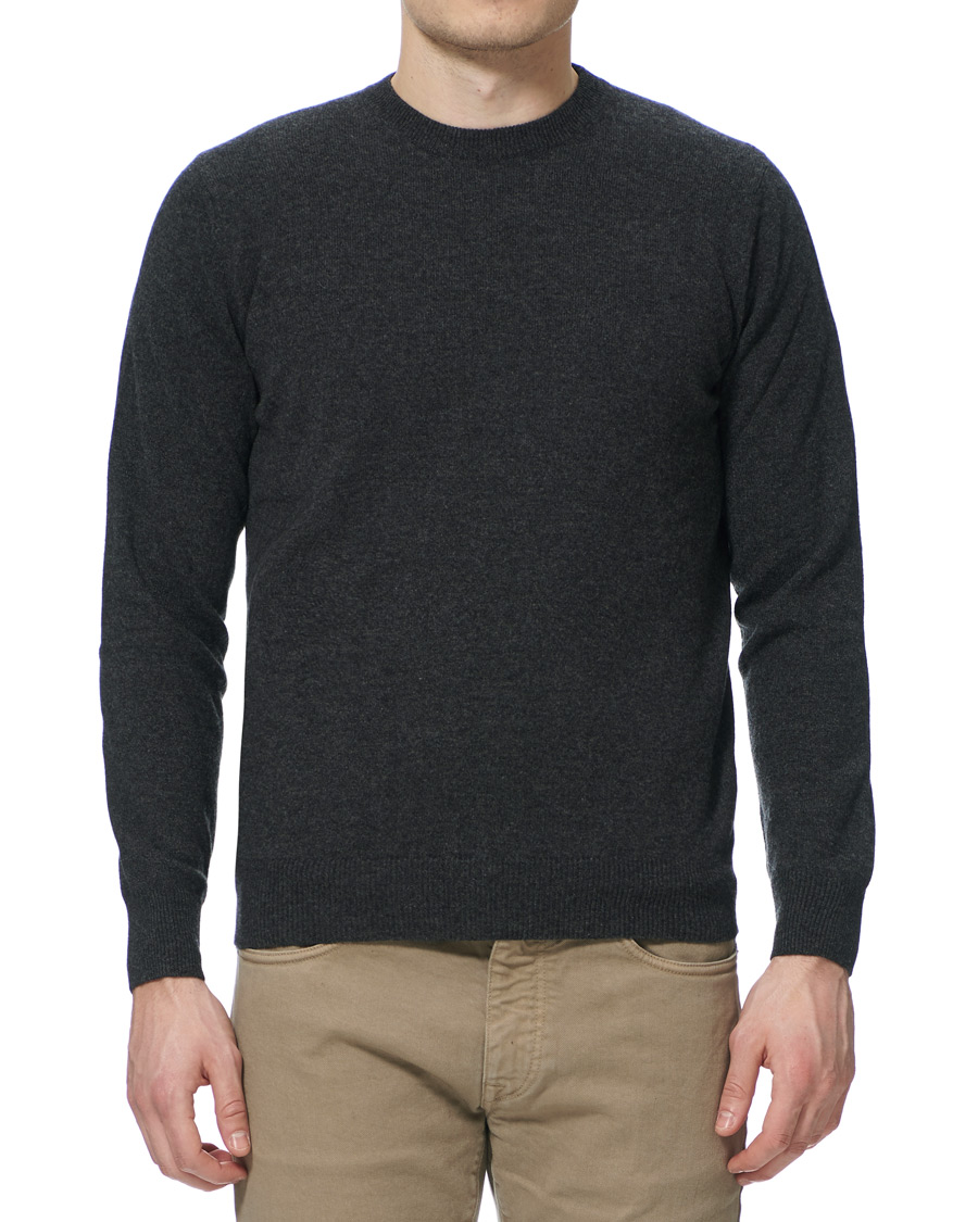 Uomini | Maglieria | Piacenza Cashmere | Cashmere Crew Neck Sweater Charcoal