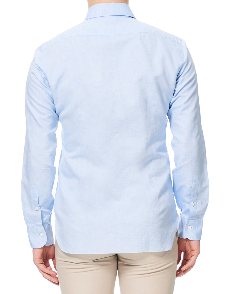 Uomini | Camicie | Barba Napoli | Dandylife Slim Fit Cotton/Linen Shirt Blue