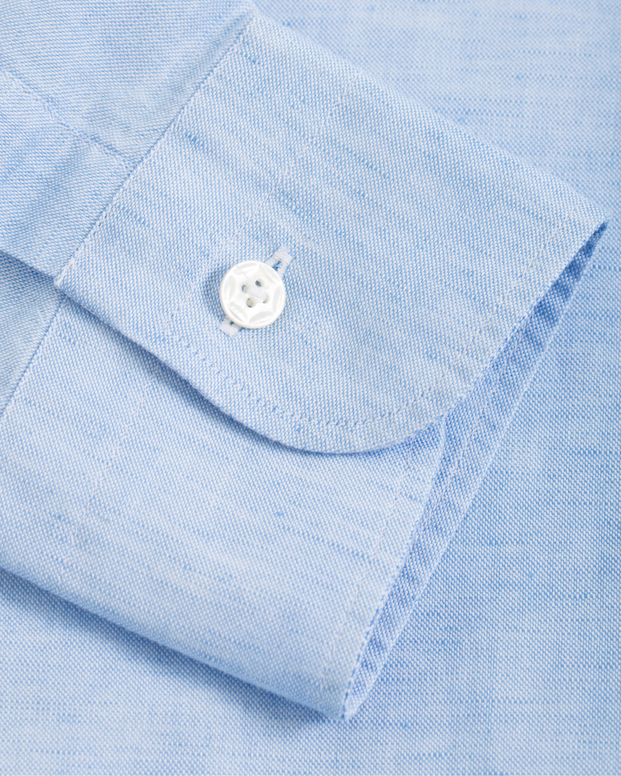 Uomini | Camicie | Barba Napoli | Dandylife Slim Fit Cotton/Linen Shirt Blue