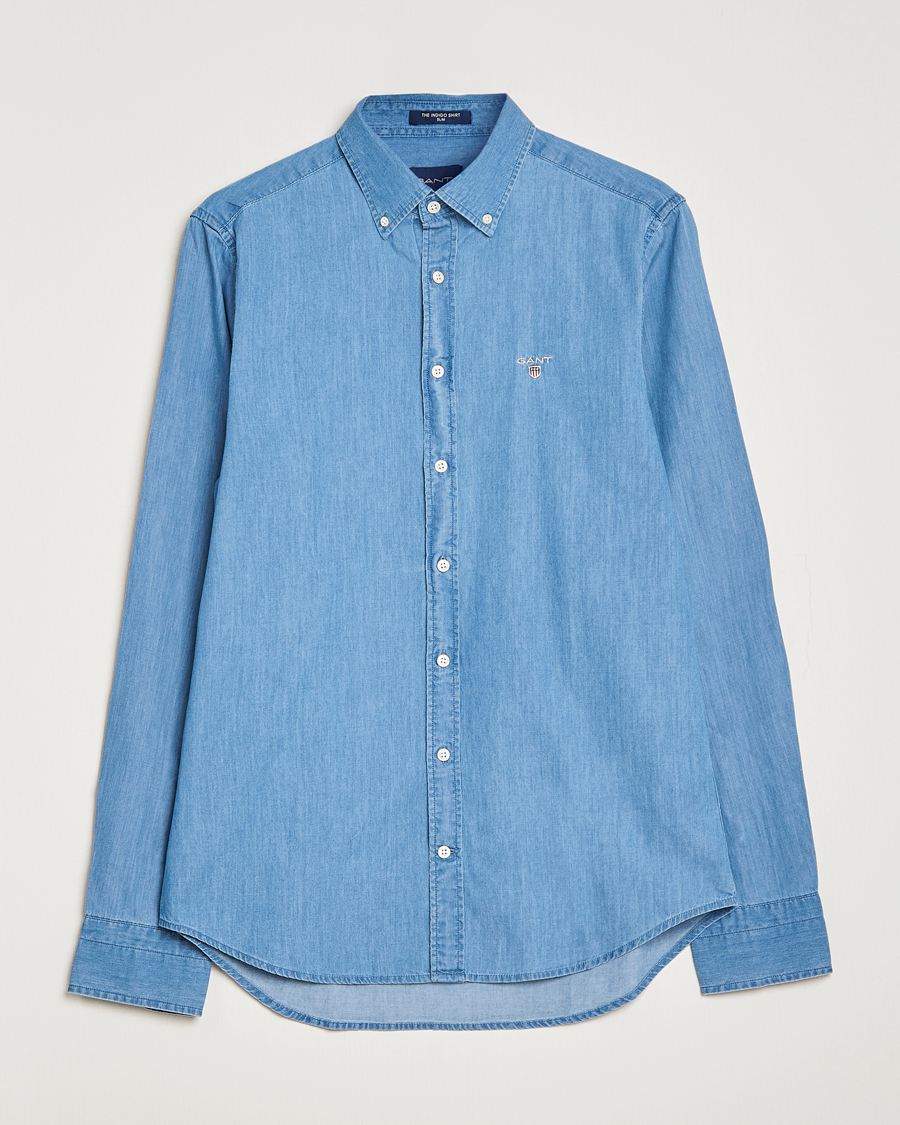Uomini | Camicie | Gant | Slim Fit Indigo Shirt Semi Light Blue