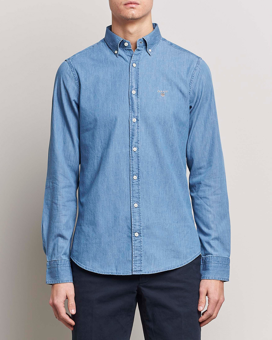Uomini | Camicie | Gant | Slim Fit Indigo Shirt Semi Light Blue