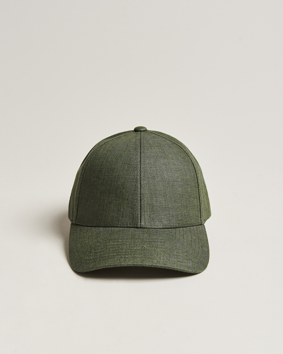 Uomini | Cappelli & Berretti | Varsity Headwear | Linen Baseball Cap French Olive