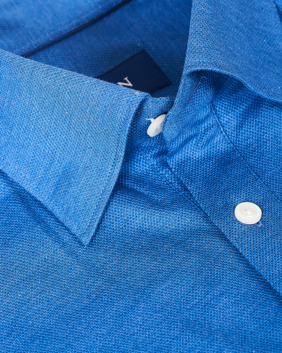 Uomini | Polo | Eton | Slim Fit Short Sleeve Pique Shirt Blue