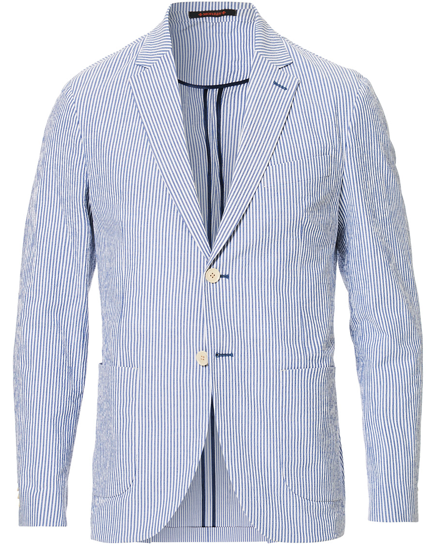Uomini | Blazers | Morris | Resort Striped Seersucker Balzer Blue/White